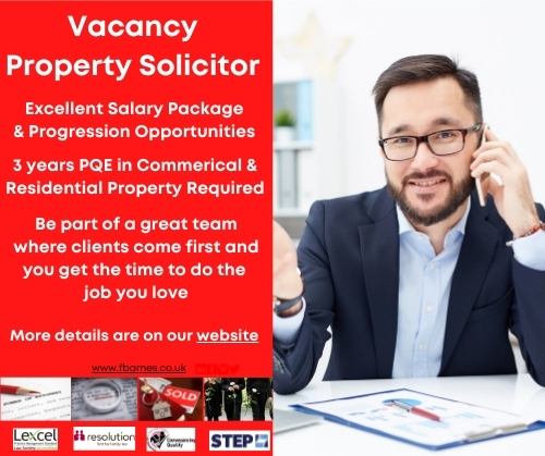 Vacancy – Commercial and Residential Solicitor F Barnes Solicitors