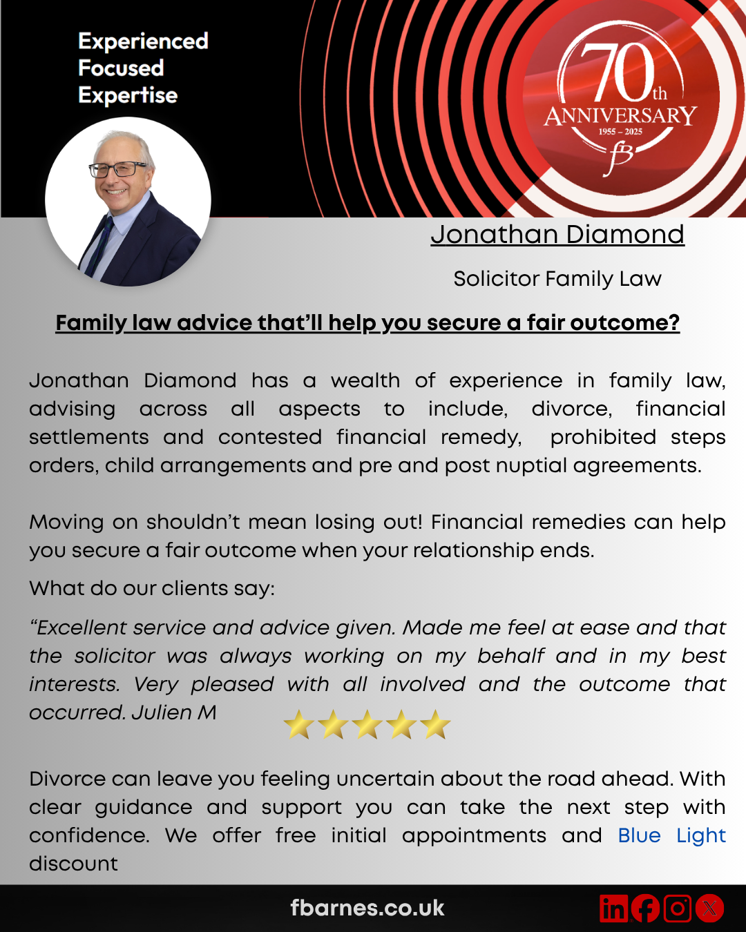 Jonathan Diamond can help you with Family Law advice that’ll help you secure a fair outcome