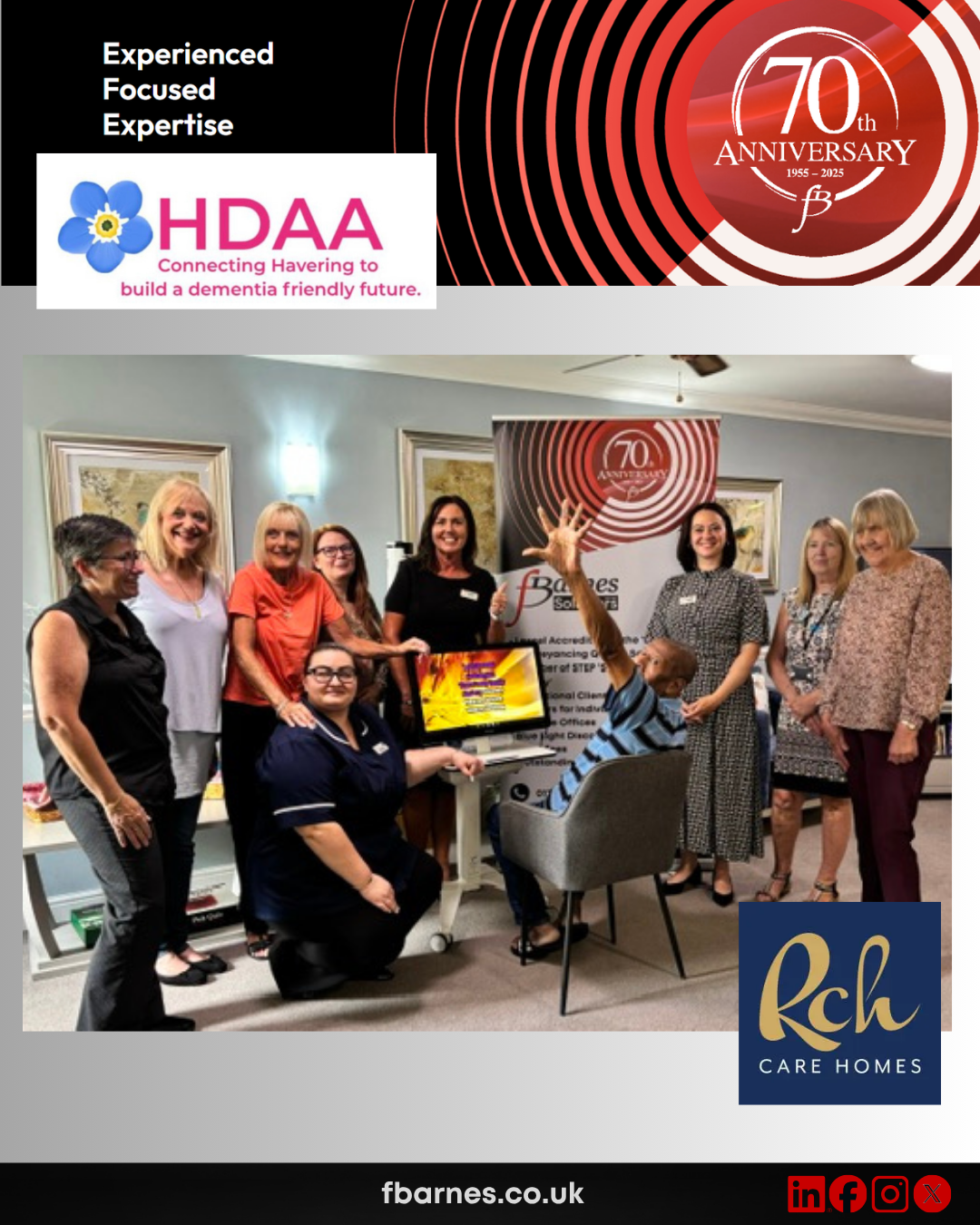 F Barnes help raise funds to donate a Dementia Friendly Interactive Therapy Machine to Romford Care Home